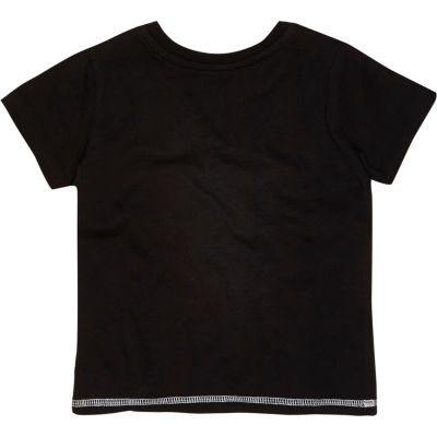 Mini boys black geometric print t-shirt